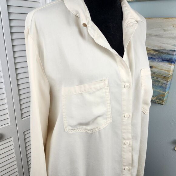 Velvet Heart Genovia Blouse – Tencel V-Neck Roll Tab Sleeve Oversized Large - Picture 2 of 7